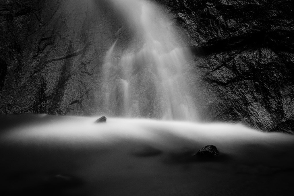 Bottom of the Falls, 4x6" Black and White Print