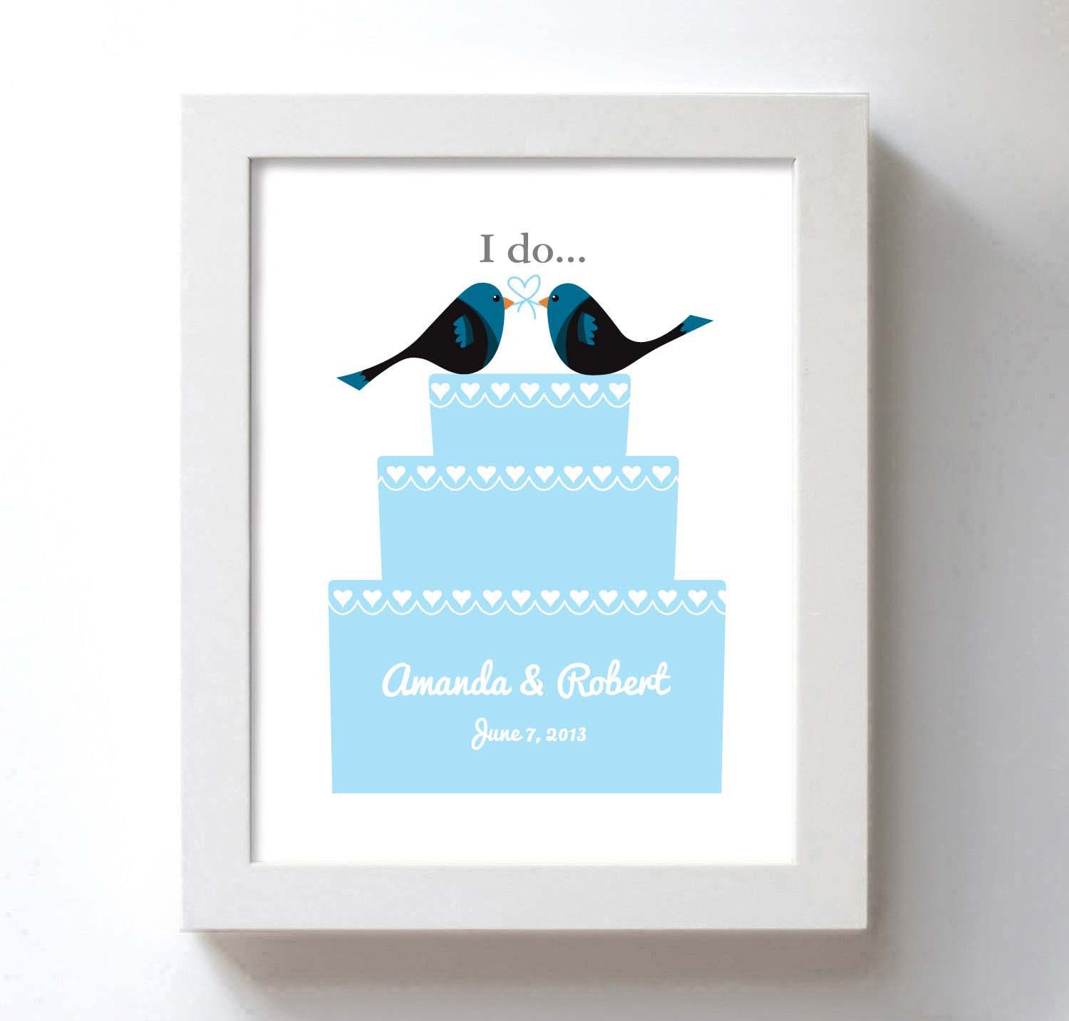Wedding Gift Personalized Love Birds Wedding Art Decor Engagement Gift
