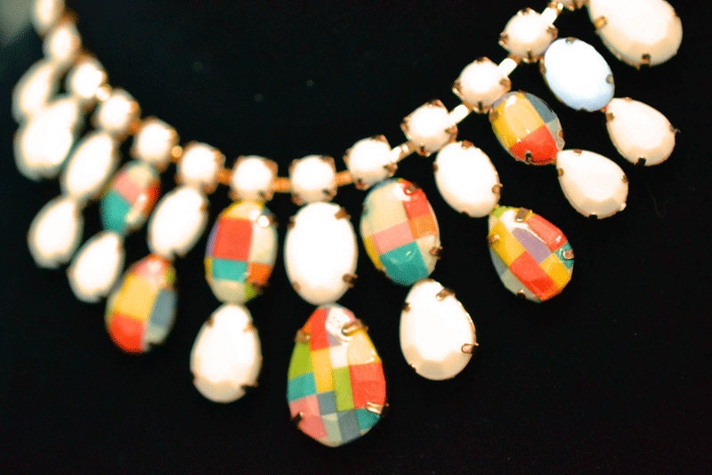 geometric rhinestone necklace Colorblock