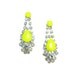 painted rhinestone earrings NEON Yellow drop dangle