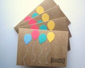 Birthday Cards, Balloons Stationery, Set of 4