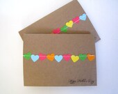 Happy Mothers Day Cards, Set of 2, String of Hearts, Rainbow