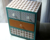 Turquoise and Coral Jewelry Box / Moroccan Inspired / Boho Chic