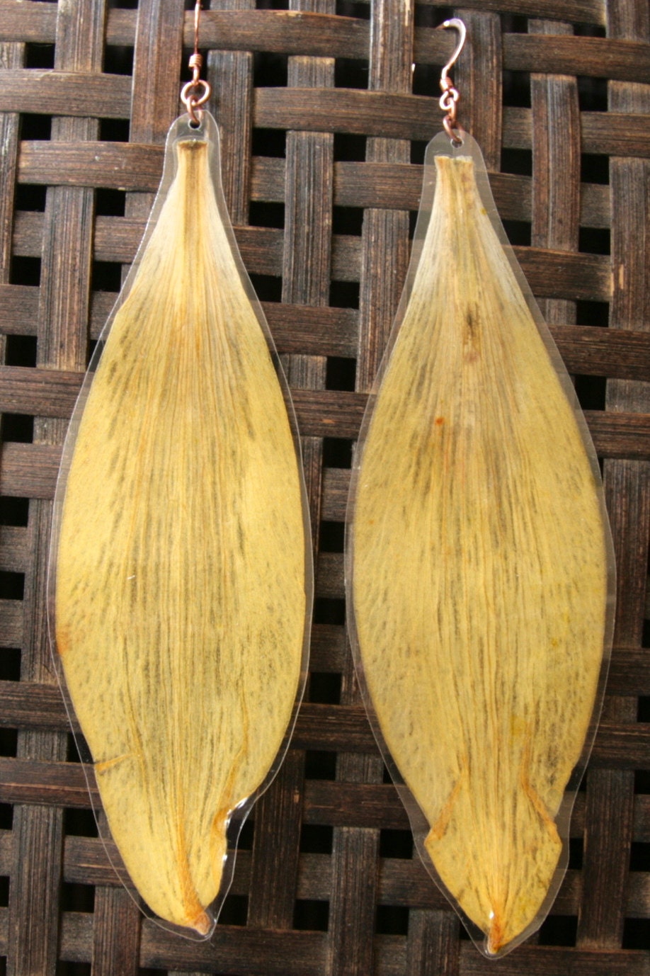 Yellow Asiatic Lily Pressed Flower Petal Earrings