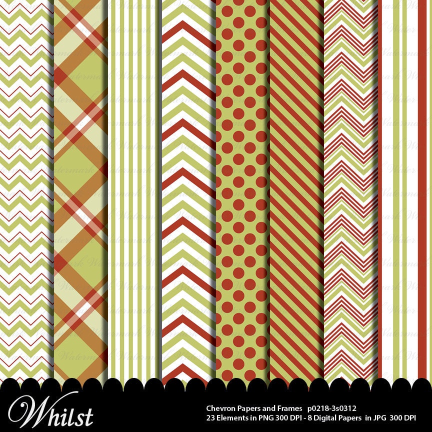 Red and Green clip art chevron frames digital paper clipart, Chevron clipart green and red digital paper set : p0218 3s0312 IP Il_570xn