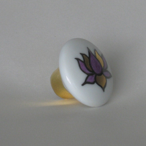 Decorative Cabinet Knob - Lotus - Made to Order -