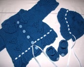 hand knitted outfit / jacket ,Hat and Mary Jane shoes set baby / reborn doll