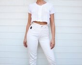50% off summer SALE Vintage 90s Trussardi High Waisted White Tapered Skinny Jeans