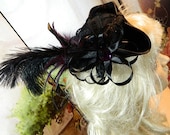 black dark purple Cameo Marie Antoinette Tricorn Dreispitz Minihat Pirate Hat Baroque Rokoko Gothic Steampunk Cosplay Costume Lolita