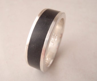 Round Wooden Ring - Sterling Silver (925)