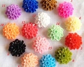 100pcs Chrysanthemum Flowers - Mixed Colors of Beautiful Resin Rose Bobby Pin Charm 20mm GLOSSY U103