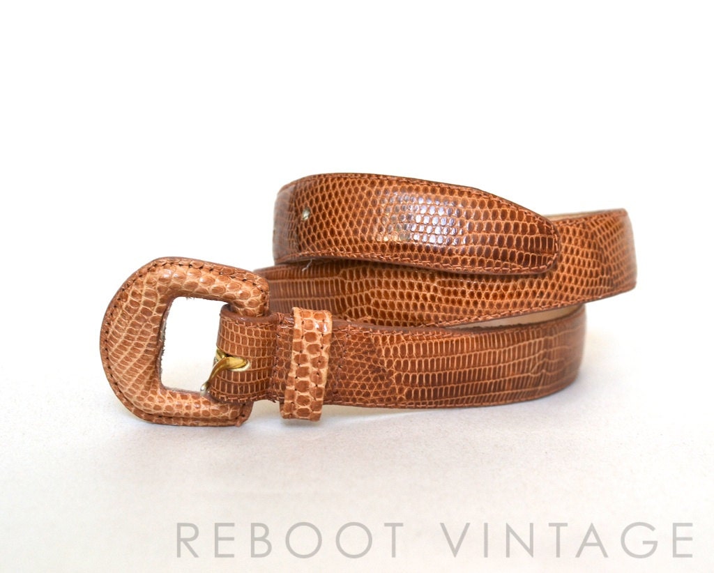 Vintage Genuine Lizard Skin Leather Belt - 80s Nordstrom - S 24 25 26 27 28