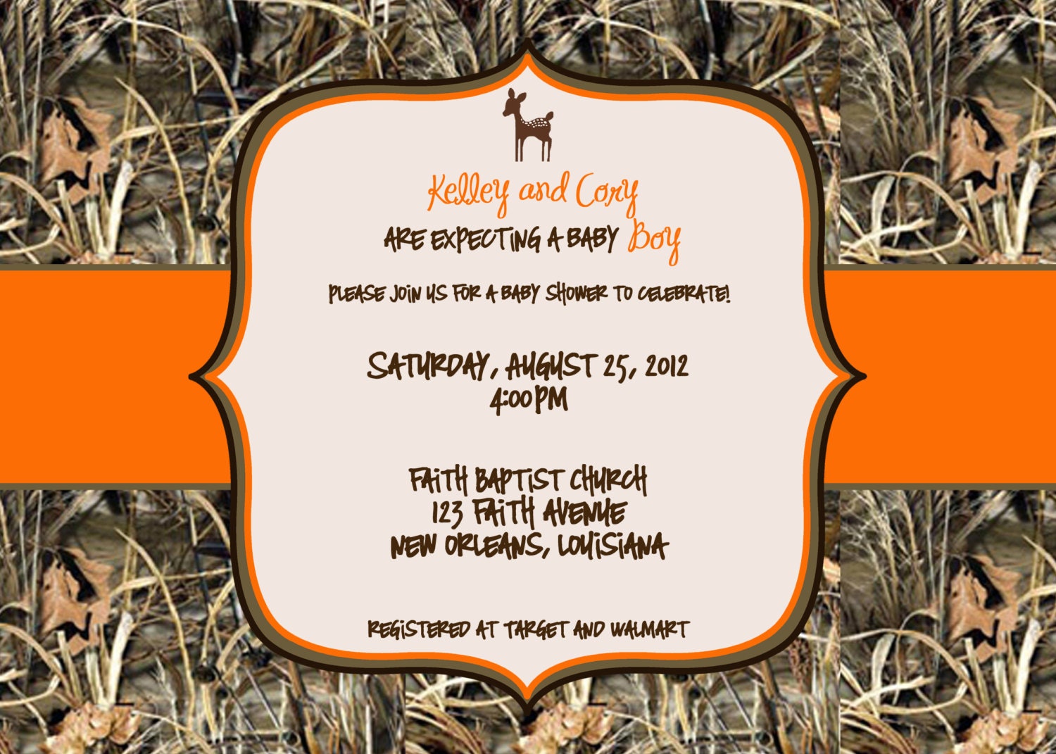 Maxx 4 Camo with Deer - Baby Shower Invitation - digital design