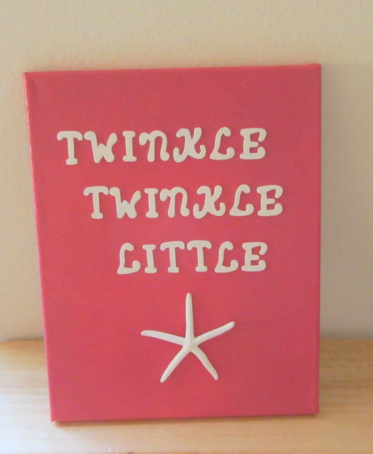 Beach Decor Nursery Art - Pink - Starfish Canvas - Twinkle Twinkle Little Star