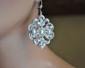 Bridal Crystal Earrings,Vintage Style Earrings,Black,Wedding Earrings with Swarovski Crystals,Art Deco Earrings,Antique Silver
