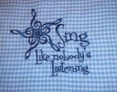 Machine Embroidery, Applique , Embroidery, Treble Clef, Handmade,Design, Craft Supplies, Pillow Supplies, Music Notes, Gingham