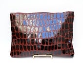 Burgundy Crocodile Clutch