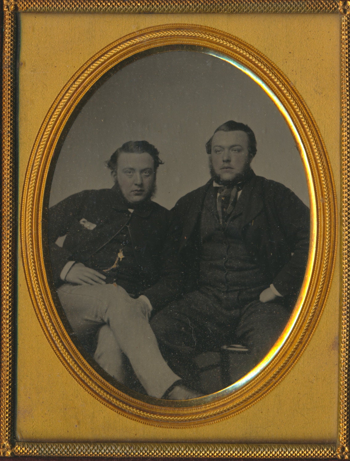 2 Friendly Men Brothers Ship Captain 1/4 Plate ambrotype quarter