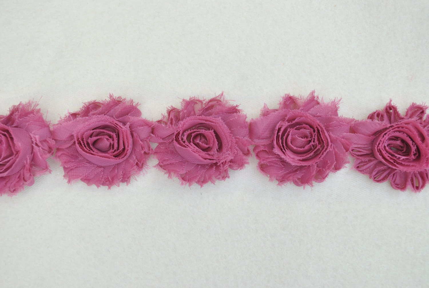 SALE... Shabby Chiffon Rose Trim, Mauve, 1 yard