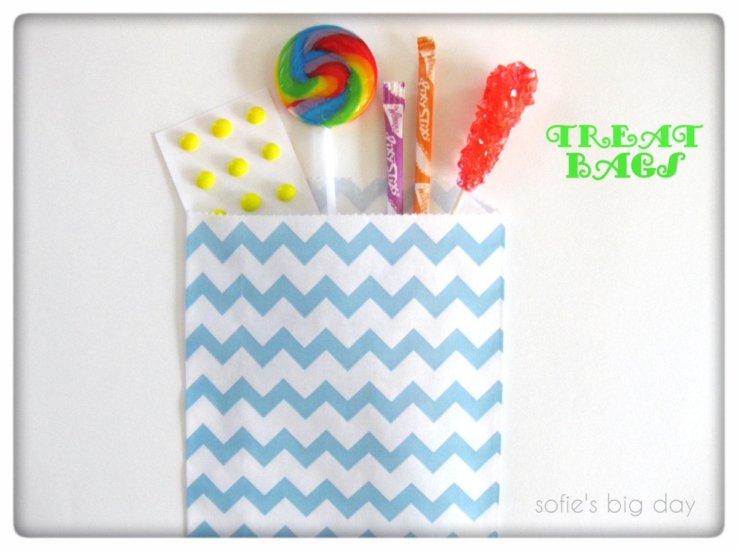 AQUABLUE CHEVRON Stripe Treat Bags-goody bags- favor bags-packaging-20 count Il_170x135