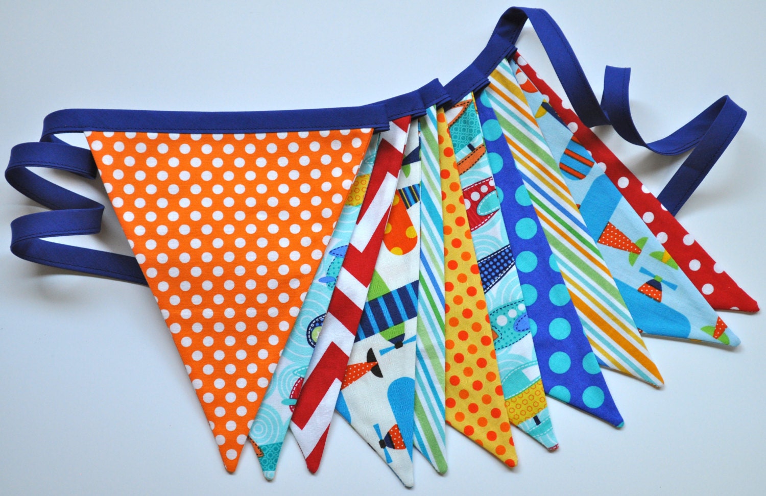 Boys Airplanes fabric banner bunting, Birthday party or room decor, primary colors, photo prop