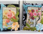 Cappuccino Sachets, Set of Two Vintage Coffeepot with Roses Design