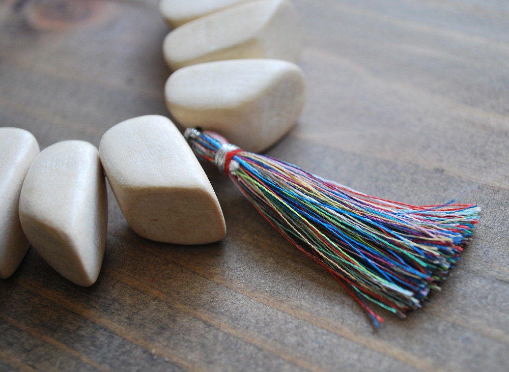 Anthropologie inspired boho necklace - Wooden necklace - Wood and tassel necklace - Bohemian necklace