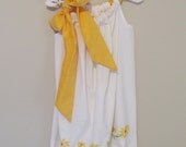 Vintage Pillowcase Dress (Hand Embroidered Daisies) - Toddler girl