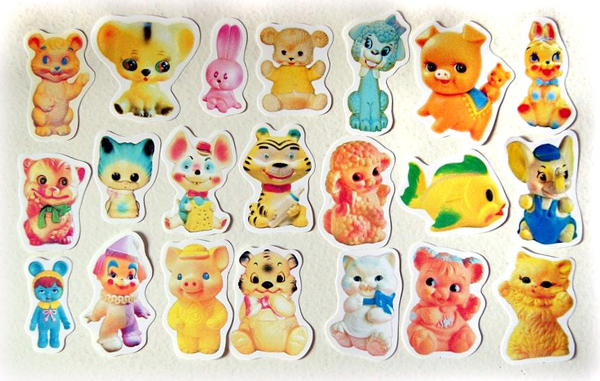 Vintage kitsch squeaky toys sticker pack (set 2)