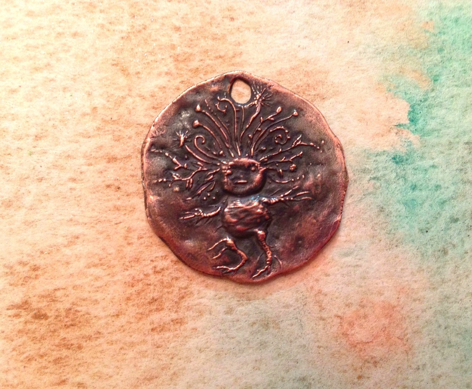 Shibuichi Mandrake Root Baby Coin Pendant