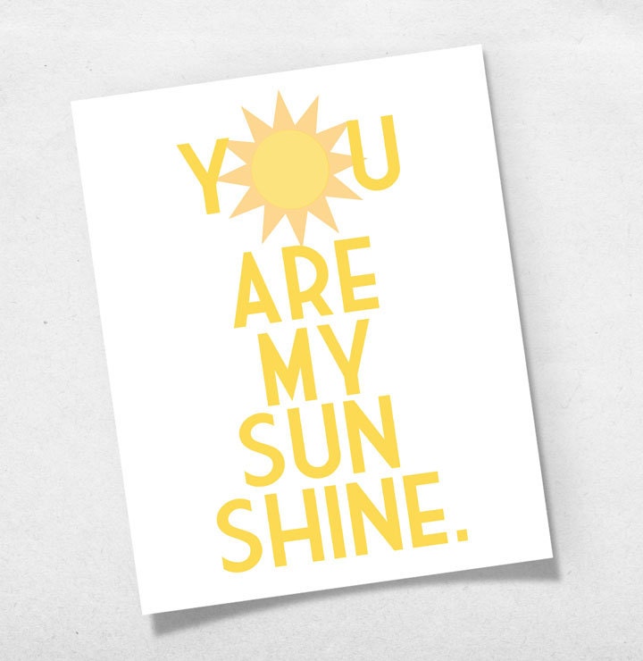You Are My Sunshine Modern Nursery Art Print Wall Art Poster Baby or Kids Room - 8x10 - Sun  Decor Print