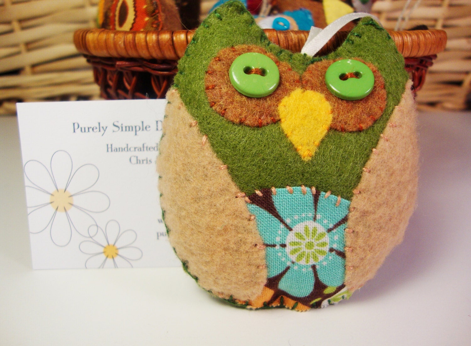 Owl Decor - Felt Owl Ornament -  Bowl Filler - Party Favor- Purple Paisley Stuffed Owl