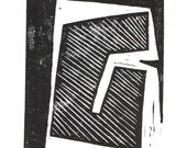 SALE Minimalist Modern Lines Art Block Print 4 x 6 Home Decor / Black, Lavender, Red / Hand Pulled Linocut