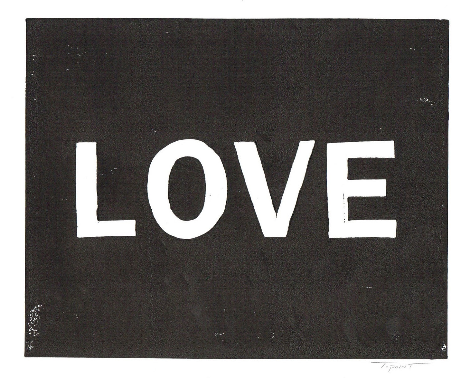 LOVE Typography Linocut Art Print / 8 x 10 Home Decor / Black, Gold, Turquoise, Red