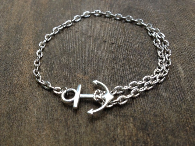 Antiqued Silver Dainty Anchor Bracelet