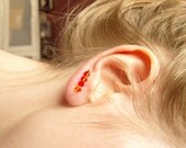 Red Ear Pin Earrings, Swarovski Earrings, Lond Stud Earrings, Fire Orange Jewelry UK