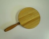 Vintage 7" Round Countertop Butcher Block Cutting Board 1.75" thick