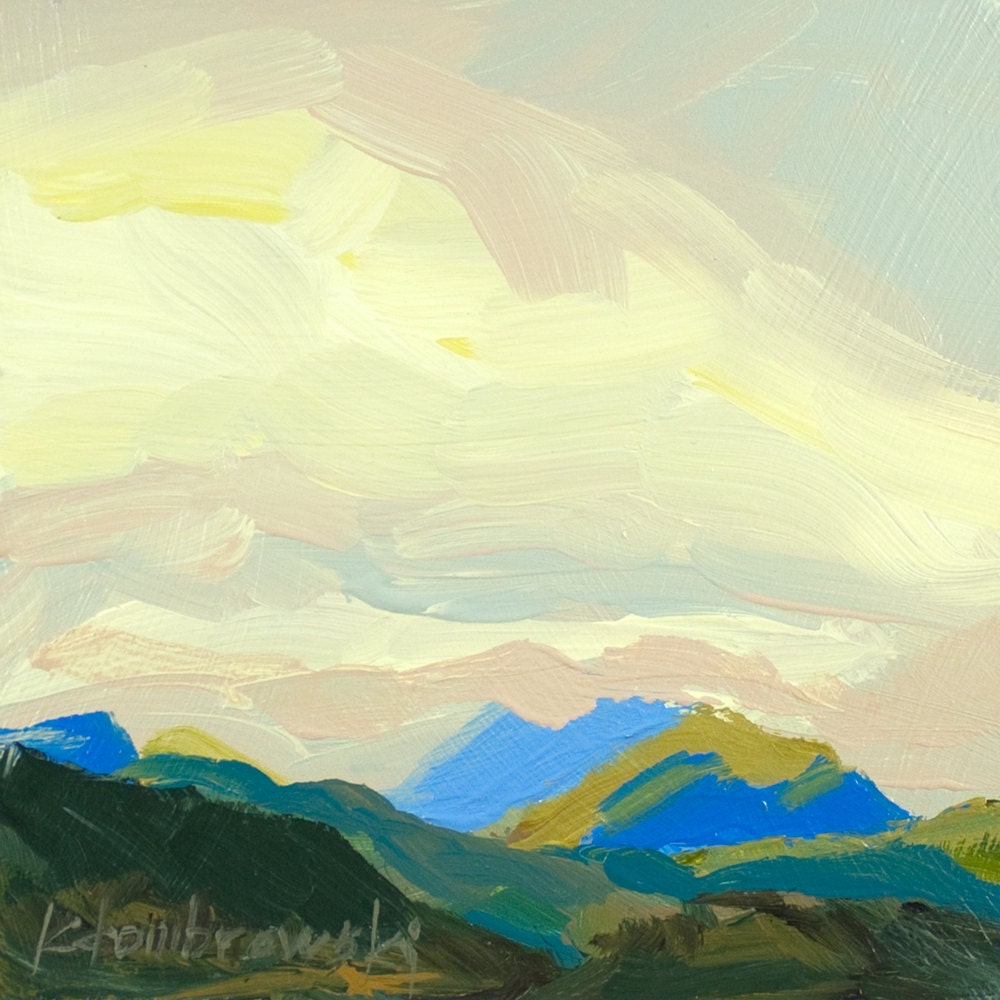 Landscape Original Acrylic Painting 6" x 6" Abstract Realism Morning Fine Art