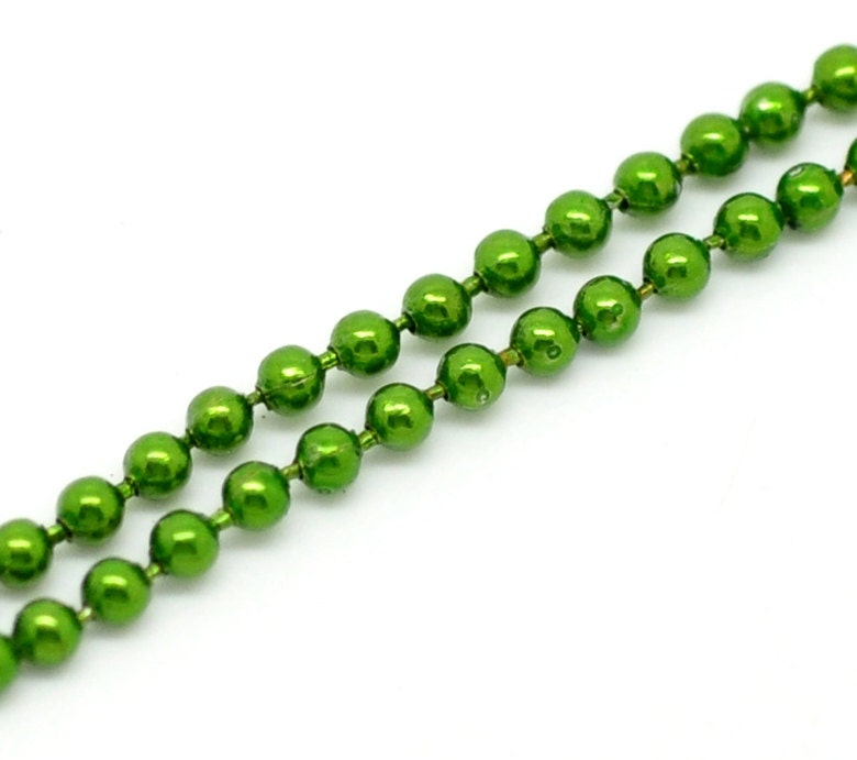 Green Ball Chain Findings 2mm 32 Feet - Ships Immediately from California - CH192