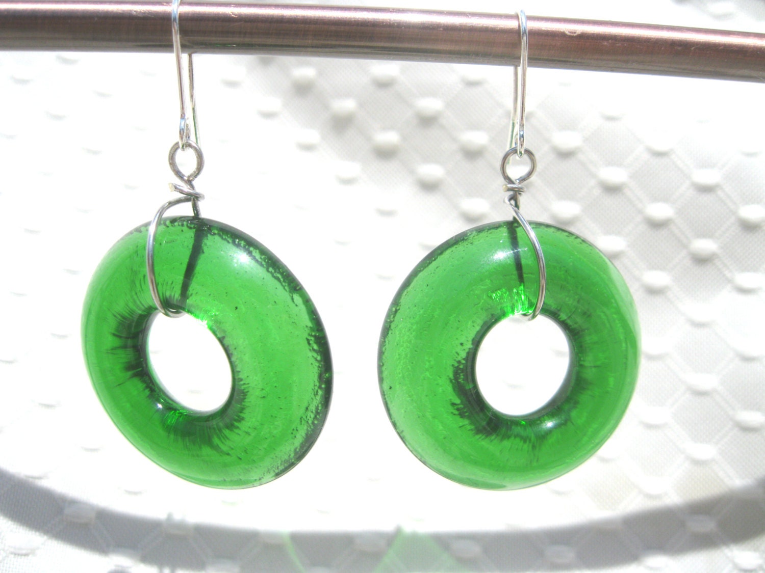 Beer Bottle Earrings Green Beer Gifts Green Eco Gifts Boho Fashion OOAK