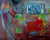 Acrylic Painting Abstract Colorful Modern Art "Wandering Over a Bridge"