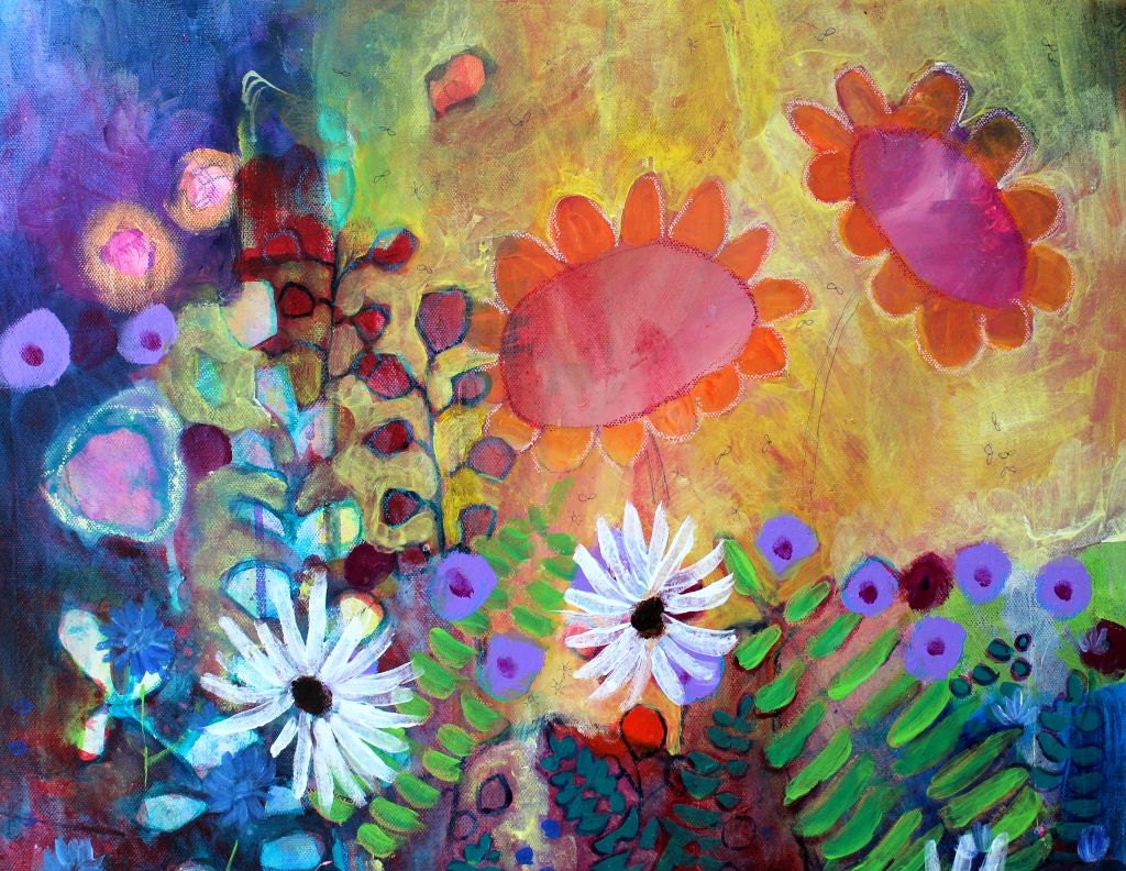 Acrylic Painting Abstract Floral Contemporary "Garden Jubilee"