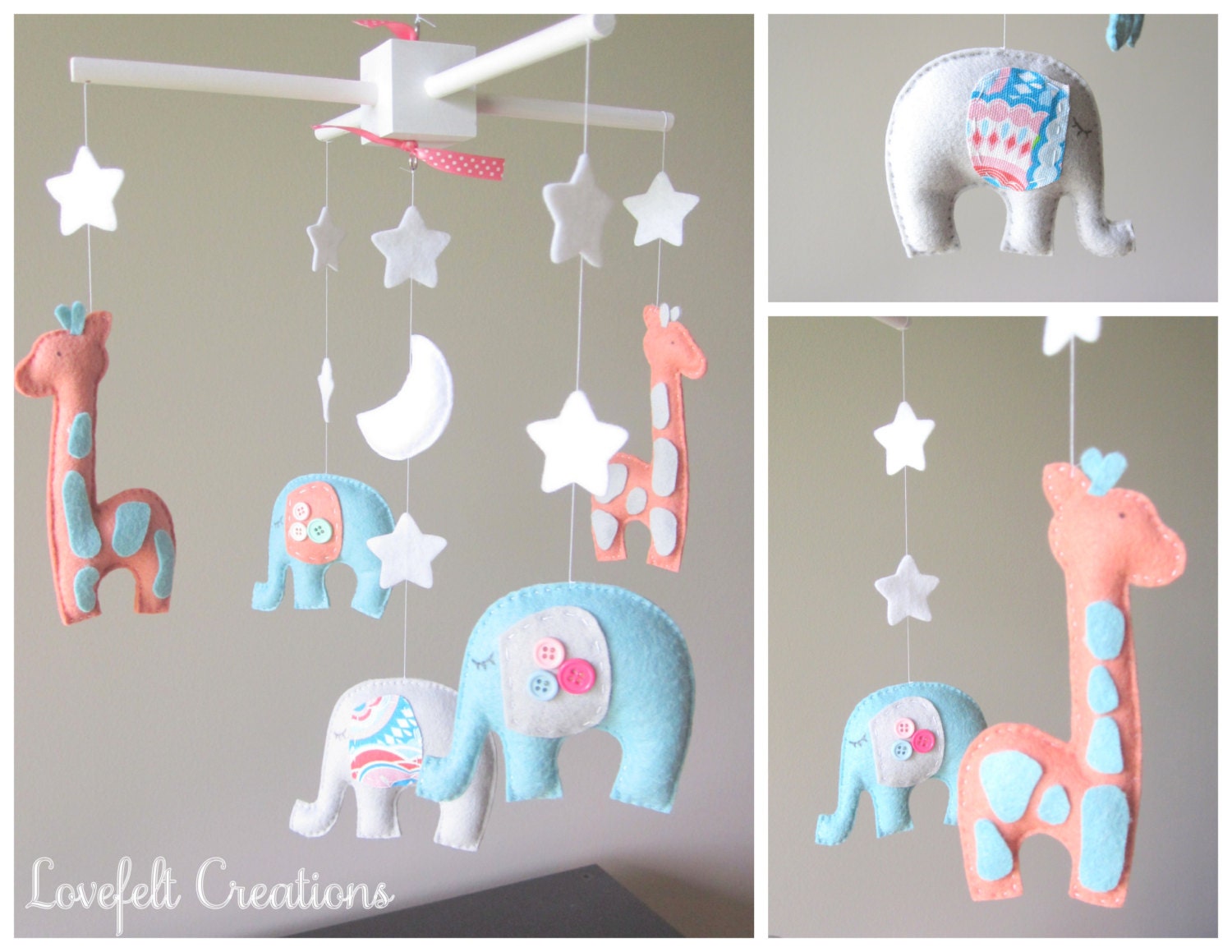 Baby mobile - Baby crib Mobile - Elephant Mobile - Nursery Mobile - Baby boy Mobile - You can PICK ur COLORS and FABRIC :)