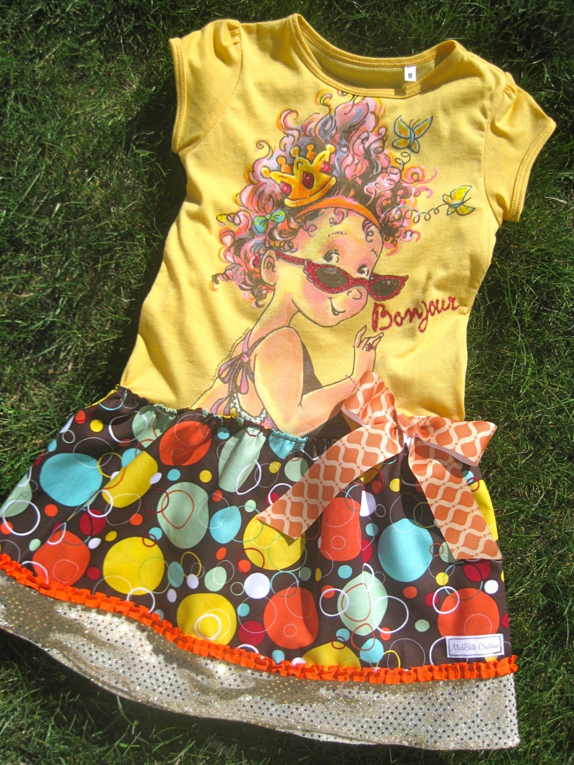 Fancy Nancy Upcycle Shirt Dress Glitter Girls 5 6 6x 7 8