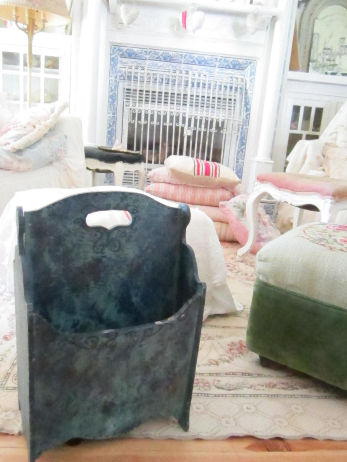 Shabby chic  magazine holder cottage . cottage chic prairie