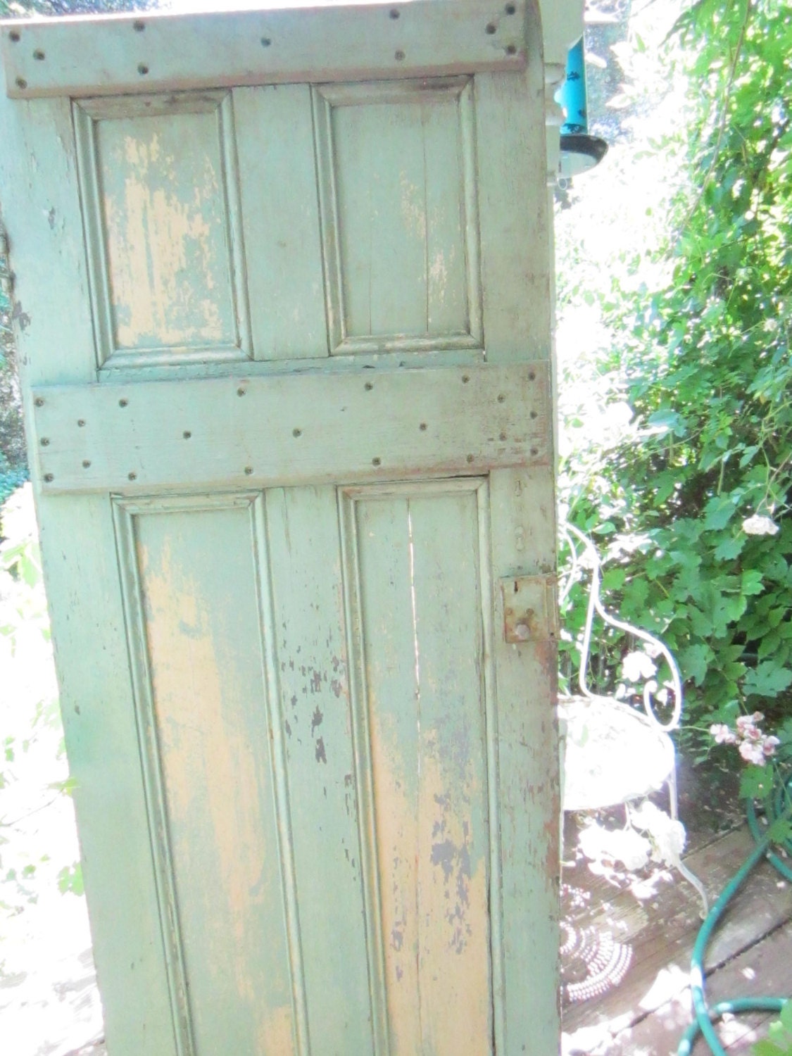 Chippy minty green shabby door shabby chic  Bohemian prairie cottage