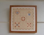 70s Kitchen Trivet Hotplate Framed Country Folk Tile 9 inches square