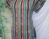 Blowout Sale Vtge 60s Rasta colors Original Knitivo ethnic hand knited multicolor sweater from Korea