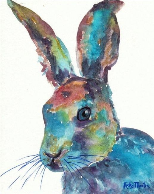 Bunny Rabbit,  Fine Art Giclee Print - enhanced with Acrylic  Paint  on Canvas Sheet from my original Painting - ebsq Artist Ricky Martin