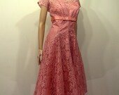 Vintage 1950s Dress // 50s Lace Cocktail Dress // XL Plus Size 12/14 32" Waist